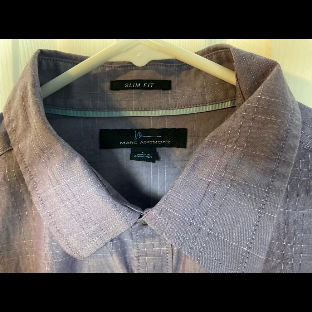 Marc Anthony Purple/ White Patterned Button Down … - image 5